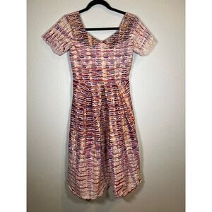 Fashion Hollywood Vintage Dress Womens XS Purple Red Beaded Peter Pan Collar 50s